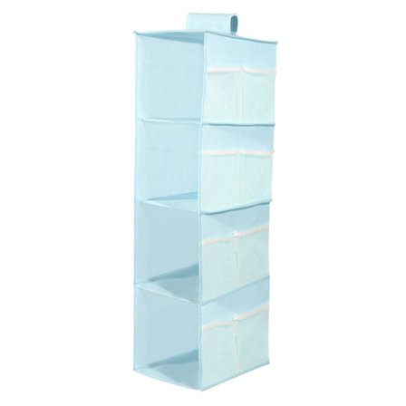 Blå 4-lags sammenleggbar Oxford-stoff hengende skaporganisator for BH-er, undertøy og sokker