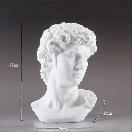 David-hodebystestatue i miniatyr, gresk mytologi, Michelangelo, hjemmedekorasjon for Europa