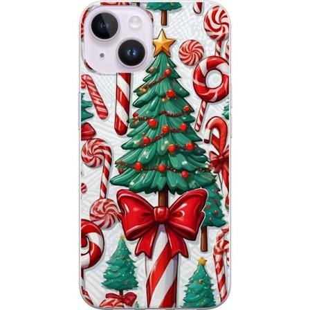 Kompatibel Mobilcover til Apple iPhone 14 Juletræ slikkager julgran ferie slik retro design kunst