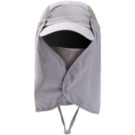 Lysegrå solhatt med bred brem for fiske, strand, ansiktsbeskyttelse og UV-beskyttelse