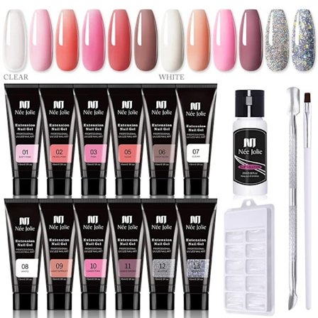 Gel neglelakksett, gel polish sett, hurtig negleforlengelse gel builder, praktisk og profesjonelt poly neglegelsett for stjerner