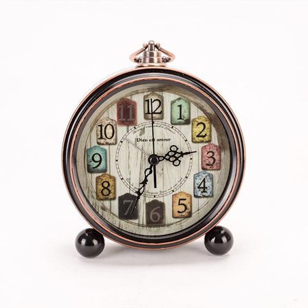 Klassisk retro vækkeur, lydløs metal vintage antik bord-, skrivebords-, hylde-, quartz-ur, batteridrevet, høje vækkeure til natbord, seng