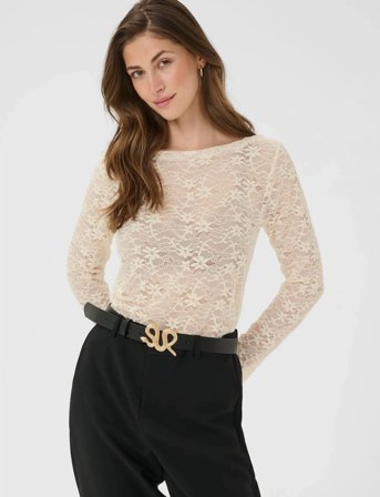 Cream Cringe Lace Blouse - Cream - S