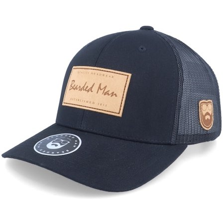 Bearded Man - Black trucker Czapka Z Daszkiem - Casual Logo Patch Black Trucker @ Hatstore