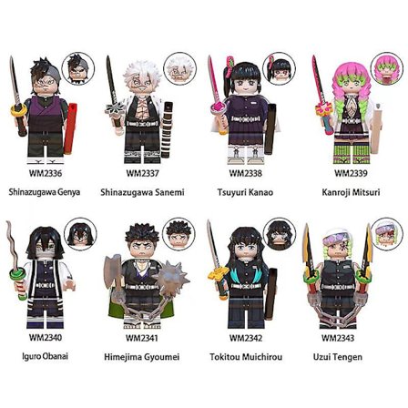8 deler Demon Slayer figurer byggeklosser minifigurer actionfigurer byggeklosser WM6137