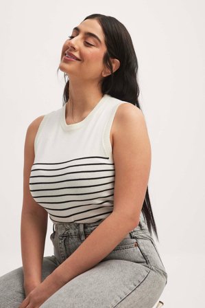 NA-KD Sleeveless Knitted Striped Top - Sommer toppe - Stribet - XXS