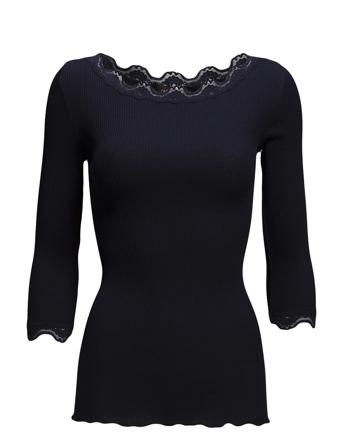 Silk T-Shirt Boat Neck Regular W/Vi Blue Rosemunde