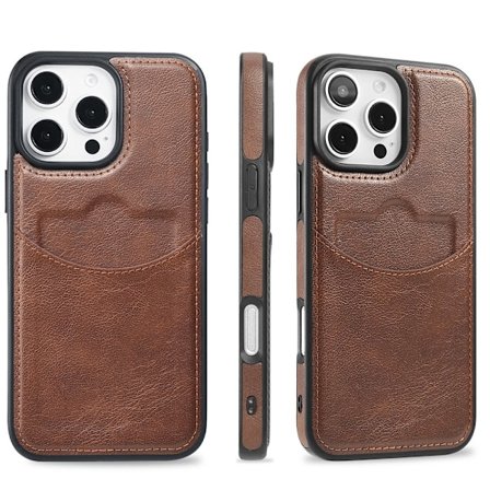 iPhone 16 Pro Max - Slimmat Kortfacksskal i Läder