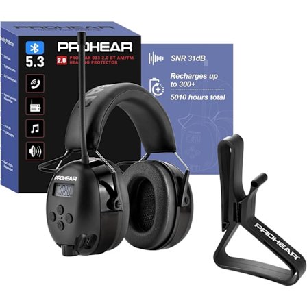 2025 Seneste Model 033 2.0 Bluetooth Høreværn Høretelefoner med FM/AM Radio (Opgraderet) & Høreværnsholder