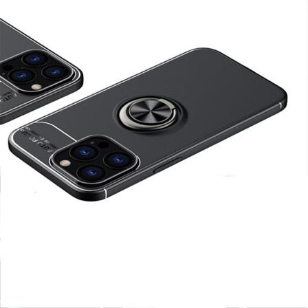 Käytännöllinen kansi sormustelineellä - iPhone 14 Pro Max Svart