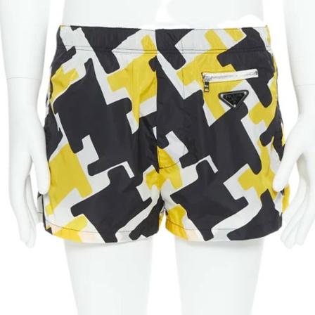 Prada Vintage, Pre-owned Nylon bottoms Geel, Dames, Maat:L,print