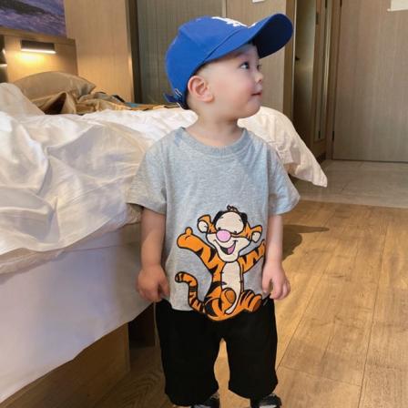 Disney Tigger Nalle Puh Kortärmad T-shirt för pojkar och flickor i bomull light grey 100cm