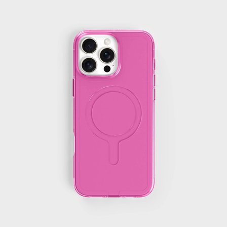 Candy Pink Clear Phone Case, Fully Circular Tinted Pink Case, iPhone 16 Pro Max