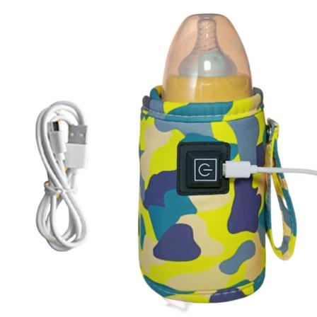 Kannettava tuttipullonlämmitin, USB-latauspullonlämmitin Vauva termostaatilla Naamiointi/keltainen Camouflage/Yellow