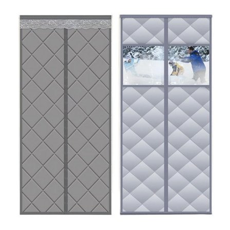 Tykkere dørgardiner i bomuld til vinteren, varmeisolerende, vindtætte, uden boring, varmebevarende gardiner, velegnet til hjemmets indgange og 