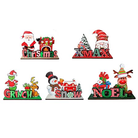 5 st tredimensionella jultomtebokstäver i trä