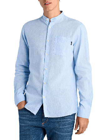 Lindbergh Cotton/linen Shirt L/S Skjortor Herr Blå L