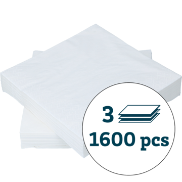 Serviett 3-Lag Hvit 33x33cm