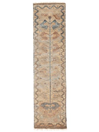 Hand Knotted Oushak Indo Rug 80X303 Orange/Brown