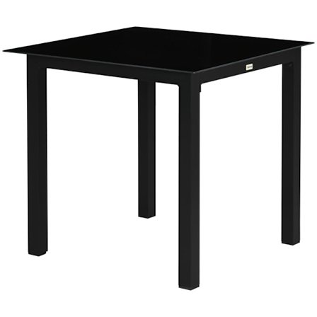 Rootz Garden Table - Ulkopöytä - Outdoor Lounge Pöytä - Säänkestävä - Karkaistu lasi - Musta - 80 x 80 x 74 cm