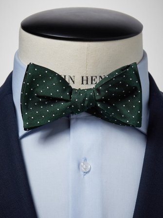John Henric Men's Green Bow Tie Dot Size Self-tied