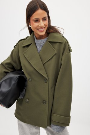 NA-KD Kort kappa - Vårjackor - Grön - EU 34