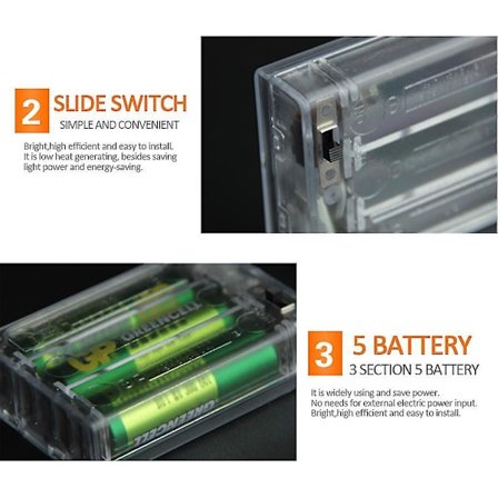 5m 50 LED 3AA Batteri Sølvtrådstreng Feelyse