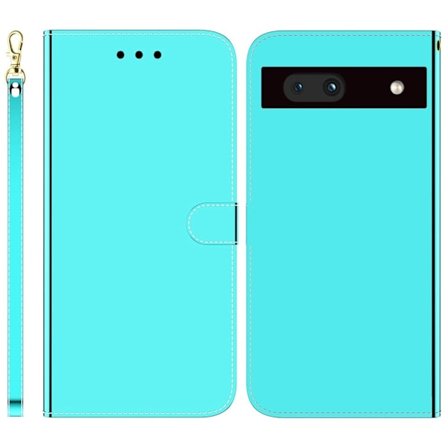 Mirror Google Pixel 7a Flip Fodral - Cyan