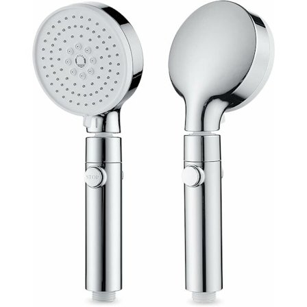 TRIO Dusjhode, Hånddusj Anti-Kalk Dusjhode Høytrykk Vannbesparende Oppvarmet Dusjhode med Vannkontrollbryter