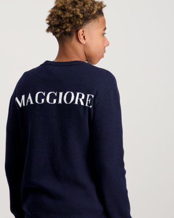 MAGGIORE Logo Knit Sweater Blå Genser Gutt - Kids Brand Store
