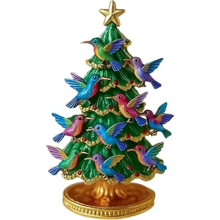 Juldekorationer - Staplade Kolibri Ornament - Säsongsbetonad Dekor i Harts för Bokhylla, Hem, Skrivbordsdekor, Skrivbord