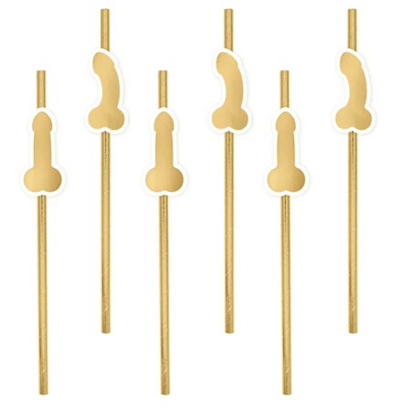 Möhippa Sugrör Penis Guld 8-pack