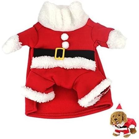 Santa Hundekostume Jule kæledyrstøj Vinter Hoodie Frakke Tøj