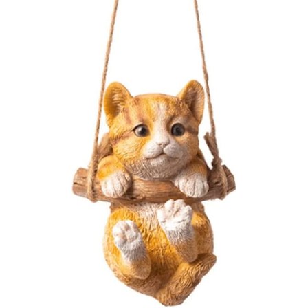 Hartsi söpö keinu pieni kissa veistos ulkoilma puutarha koti toimisto huone ripustettava sisustus patsas figuriini lemmikki koriste koriste narulla ( 