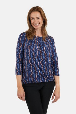 SIGNATURE - 3/4 Ærmet T-shirt - Navy - Mønstret
