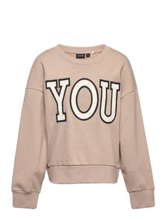 Nlfkarry Ls Short Sweat Sweat-shirt Genser Beige LMTD