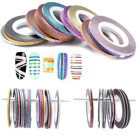 10-pak Glitter Striping tape, negle tape, negle dekorationer
