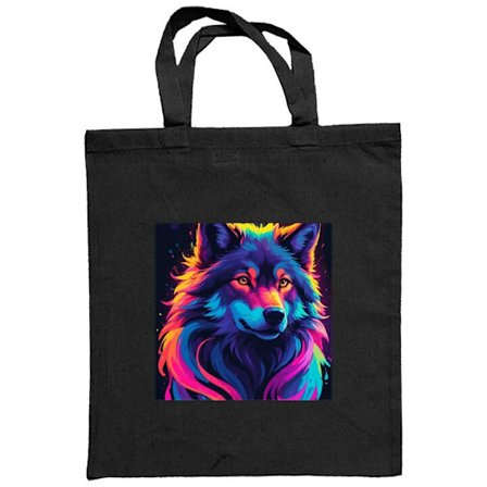 Stofpose Farverig neonulv i moderne kunststil, intensiv dyreillustration til plakater, spillerum og mobildæksler.