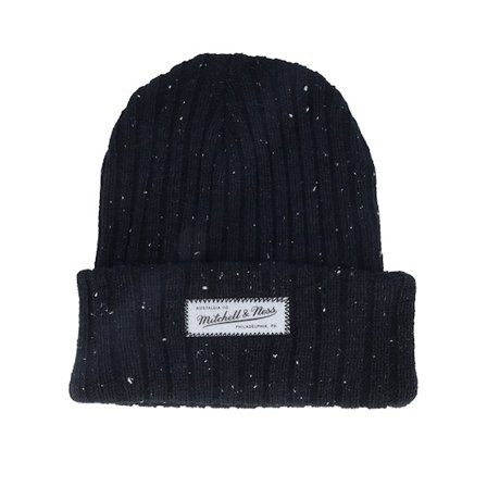 Mitchell & Ness - Noir cuff Bonnet - Patched Up Knit Black Cuff @ Hatstore