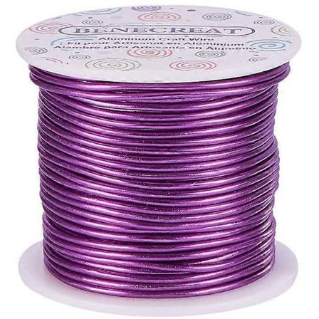 12 17 18 Gauge Aluminiumtråd (12 Gauge100FT) Anodiseret Smykkefremstilling Perlefremstilling Blomsterfarvet Aluminium Håndværkstråd - Lilla