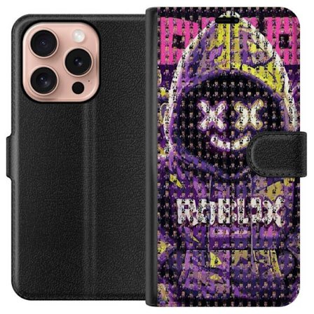 Yhteensopiva Lompakkokotelo Apple Apple iPhone 16 Pro Roblox-huppari suunniteltu sadoista pienistä Roblox-hahmoista, luova mosaiikkisuunnittelu lila