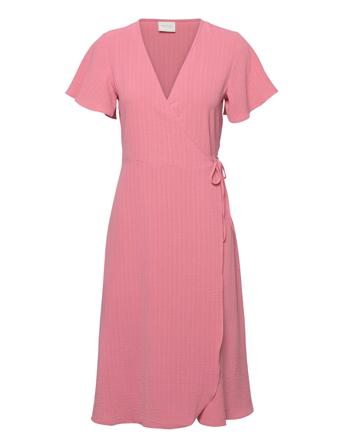 Vilovie S/S Wrap Midi Dress - Noos Dresses Summer Dresses Rosa Vila*Betinget Tilbud