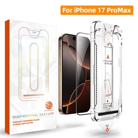 HD Härdat Glas kompatibelt iPhone 17 Air Pro Max, Dammtät Enkel Installation Skärmskydd, Bubblfritt, Enkel Installation