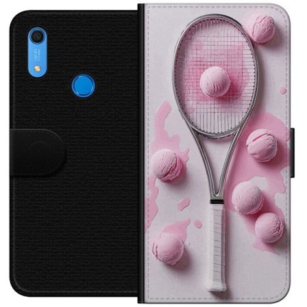 Kompatibel Tegnebogsetui til Huawei Huawei Y6s (2019) Rosa glaskugler og tennisketsjer i et kreativt stillbillede med legende popfølelse og moderne d