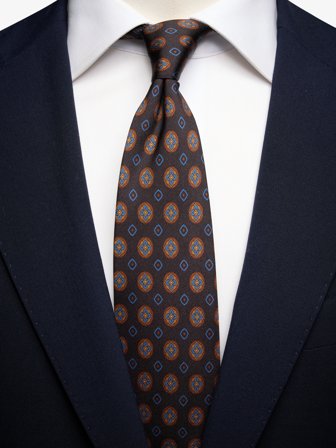 John Henric Men's Braune Krawatte Geometrisch Size 7,5