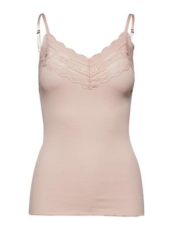 Strap Top W/ Lace Top Ærmeløs Top Lyserød Rosemunde