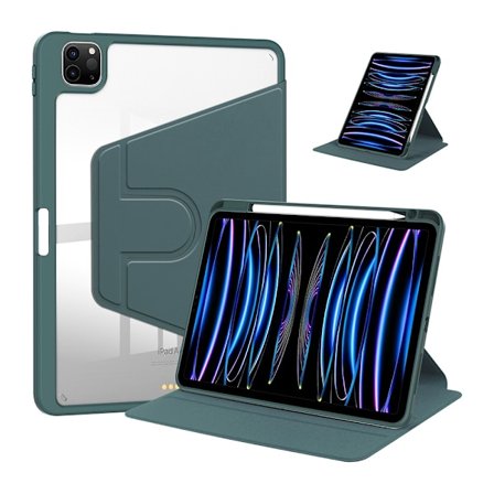Pyörivä PU-nahkakotelo, yhteensopiva iPad Pro 12.9 (2022/2020/2018) -mallien kanssa, kynäpaikalla