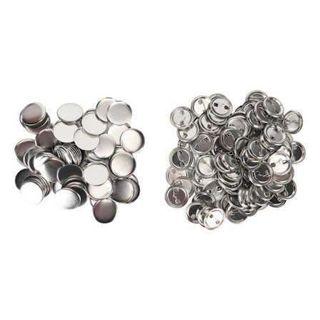100 set Nål Knappdelar Robust Metall Plast Rostfri Utjämnande Knapptillbehör för Badge DIY 37MM_xx 0.5