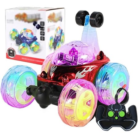 Fjernstyret bil til børn: Invincible Tornado, radiostyret stuntbil med batteri (rød)