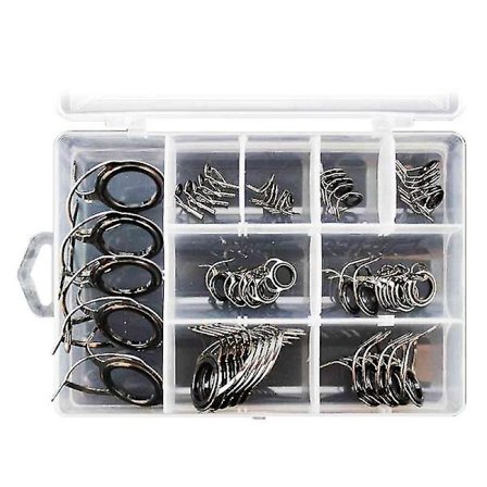 40 stk/sett Fiske Stang Guider Spiss 8 Størrelser Stang Reparasjonssett Linje Ringer Øyne Sett Ringer Rustfritt Stål